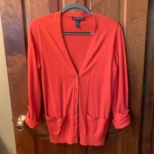 RALPH LAUREN, sweater. BRIGHT ORANGE, size medium. 100 percent Cotton. So soft.